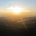 Ondergaande zon achter de Zeeuwse Eilanden.