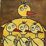 Moeder met drie kuikens