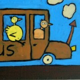 Kuikens in de bus