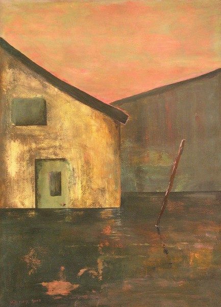 Boerderij in het water