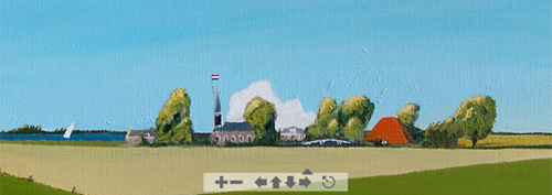 Zoom in op de details van het schilderij 'Gaastmeer' (240x80cm).