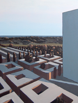 Detail van Het schilderij van de Stad en de Zee na dag 48